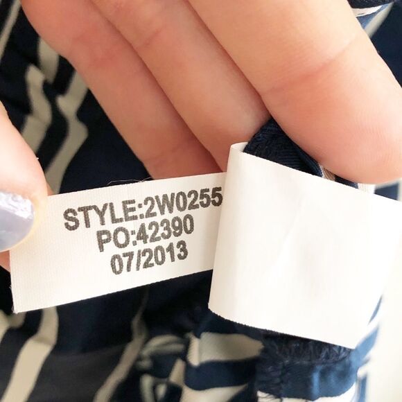 Vineyard Vines Striped Peplum Silk Top Navy Blue - Picture 5 of 8